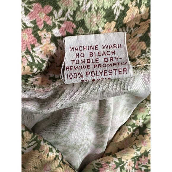 Vintage 70s Women Dagger Collar Floral Mod Poly Top Button Front L Cottagecore - Picture 7 of 7